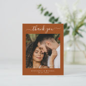 BUDGET Terracotta 2 foto bruiloft bedankje (Staand voorkant)