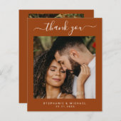 BUDGET Terracotta 2 Photo Mariage Carte de remerci (Devant / Derrière)