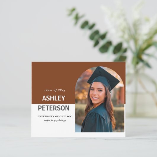 Budget Terracotta Arch Photo Afstuderen Invitation (Staand voorkant)