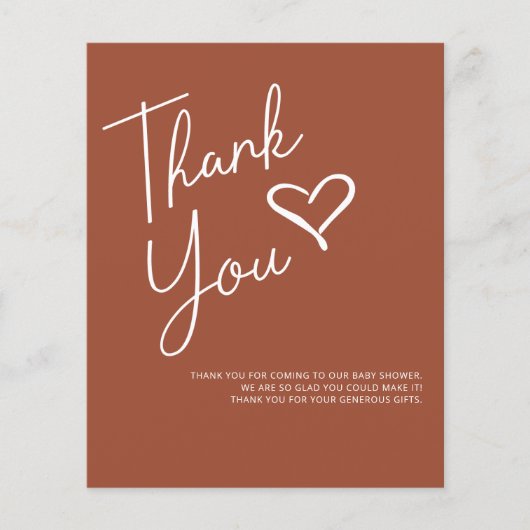 Budget Terracotta Baby shower Hartelijk dank (Voorkant)