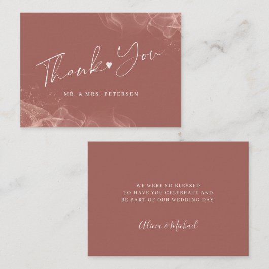 Budget terracotta blush bruiloft bedankt voor je s notitiekaartje (Voorkant / Achterkant)