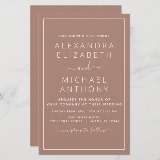 Budget Terracotta Boho Wedding Modern Simple (Voorkant / Achterkant)