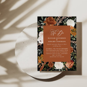 Budget terracotta botanical bruiloft details uitno flyer