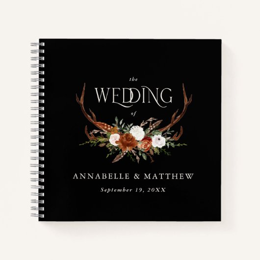 Budget Terracotta floral bruiloft gastboek rustige Notitieboek (Voorkant)