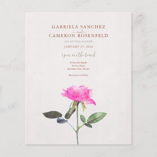 Budget Terracotta Floral QR Code Wedding Invite (Voorkant)