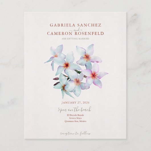 Budget Terracotta Floral QR Code Wedding Invite (Voorkant)