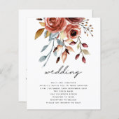 BUDGET Terracotta Florals QR Code Wedding Invite (Voorkant / Achterkant)