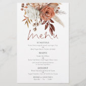 Budget Terracotta Florals Rustic Mariage Menu (Devant)