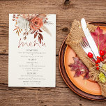 Budget Terracotta Florals Rustic Mariage Menu<br><div class="desc">Budget Terracotta Florals Rustic Mariage Menu. Une taille de 5, 5 po x 8, 5 po de grande valeur dans une gamme de choix de papier. Une typographie informelle pour le titre principal Menu complétant le reste du texte que vous pouvez facilement personnaliser, avec de belles fleurs de couleur automne...</div>