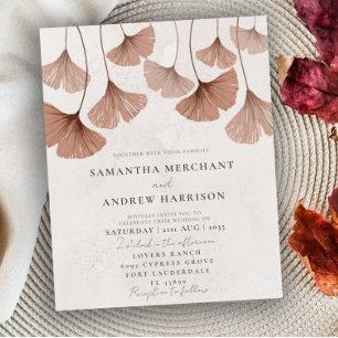 Budget Terracotta Ginkgo Trouw Uitnodiging