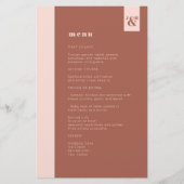 Budget Terracotta Modern Monogram Weddenschap Menu (Voorkant)