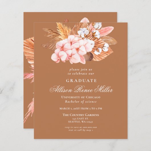 Budget Terracotta Pampas Afstuderen (Voorkant / Achterkant)