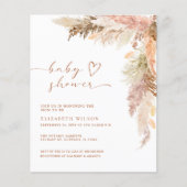 Budget Terracotta Pampas Grass Baby shower Invite (Voorkant)