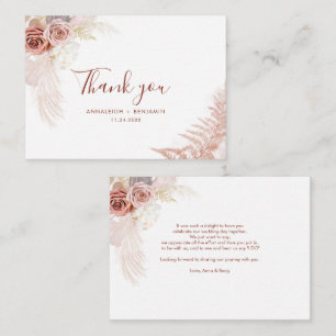 Budget Terracotta Pampas Grass Wedding Dank u Notitiekaartje