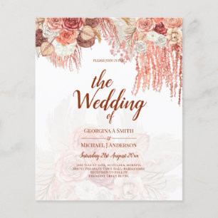 BUDGET Terracotta Roos Pampas grass Floral Wedding Flyer