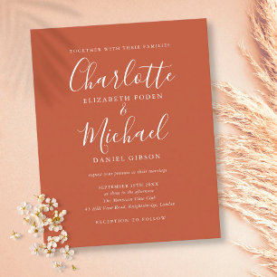 Budget Terracotta Script Trouw Uitnodiging