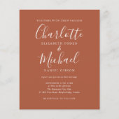 Budget Terracotta Script Trouw Uitnodiging (Voorkant)