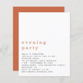 BUDGET Terracotta Wedding Evening Party nodigt uit (Voorkant / Achterkant)