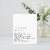 BUDGET Terracotta Wedding Evening Party nodigt uit (Staand voorkant)