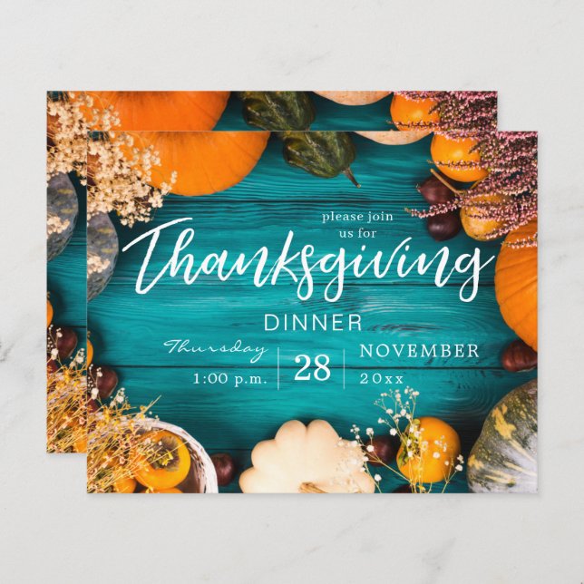 Budget Thanksgiving Dinner Feast Blue Pumpkin (Voorkant / Achterkant)