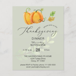 Budget Thanksgiving Duo Pompoen Diner Olijf Flyer