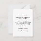 Budget Thanksgiving Nouvelle carte de déménagement (Dos)