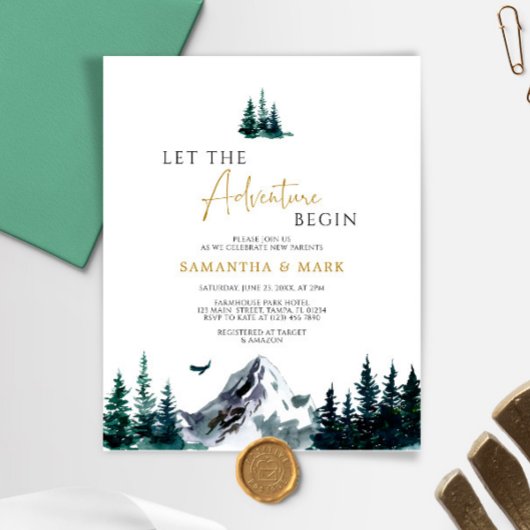 Budget The Adventure Begin Baby shower Invitation