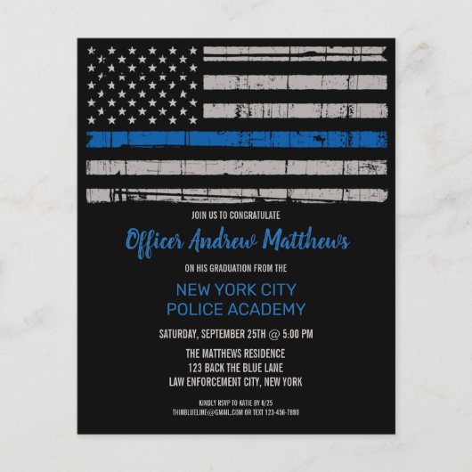 Budget Thin Blue Line Law Enforcement Afstuderen (Voorkant)