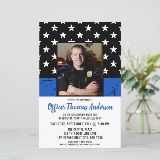 Budget Thin Blue Line Photo Police Afstuderen (Staand voorkant)