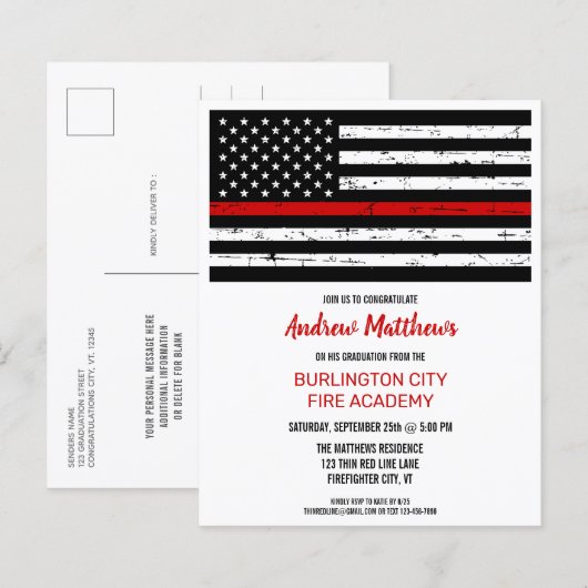 Budget Thin Red Line Law Firefighter Afstuderen (Voorkant / Achterkant)