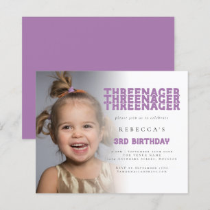 Budget Threenager Foto Overlay 3e Verjaardag Lila