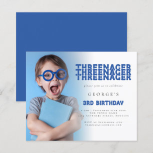 Budget Threenager Foto Overlay 3rd Birthday Blue