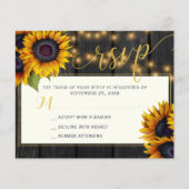 Budget tournesol mariage campagnard rustique carte (Devant)