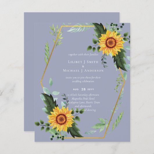 BUDGET Tournesols rustiques Vert Feuille Mariage (Devant / Derrière)