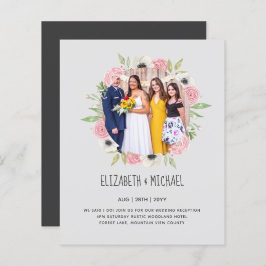 Budget Trending FOTO Huwelijksontvangst Uitnodigin (Voorkant / Achterkant)