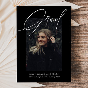 Budget Trendy Calligraphy Three Photo Afstuderen Kaart