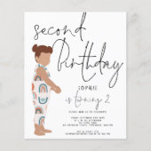 Budget Trendy Script Girl 2e verjaardag Uitnodigin (Voorkant)