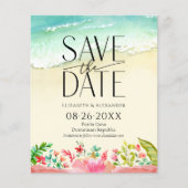 Budget Tropical Beach Kalligrafie Save the Date (Voorkant)