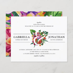 Budget Tropical Bouquet Modern Typography Wedding