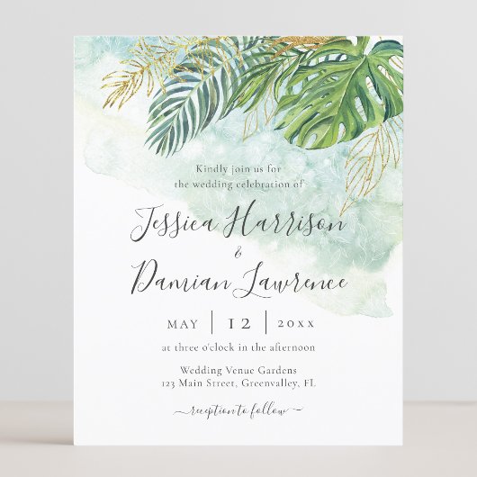 Budget Tropical Feuille Green Gold Foliage Mariage