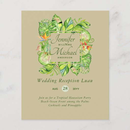 Budget Tropical Feuilles Luau Mariage Réception In (Devant)
