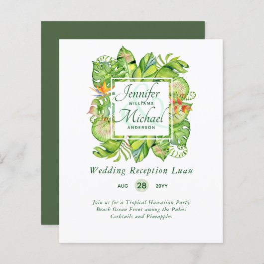 Budget Tropical Feuilles Luau Mariage Réception In (Devant / Derrière)