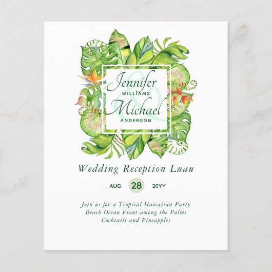 Budget Tropical Feuilles Luau Mariage Réception In (Devant)