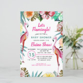 Budget Tropical Flamingo Baby shower Invitation (Staand voorkant)