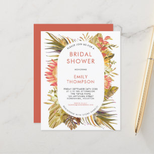 Budget Tropical Foliage Bridal Shower Uitnodiging