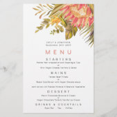 Budget Tropical Foliage Coral Wedding Menu (Voorkant)