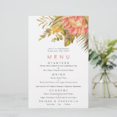 Budget Tropical Foliage Coral Wedding Menu (Staand voorkant)
