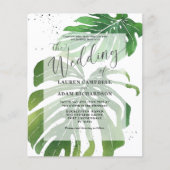 Budget Tropical Foliage Green Wedding Invitation (Voorkant)