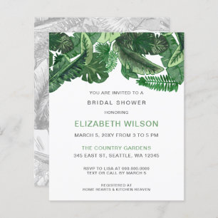 Budget Tropical Greenery Bridal Shower Uitnodiging