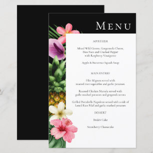 Budget Tropical Hawaiian Floral Menu - Black MED